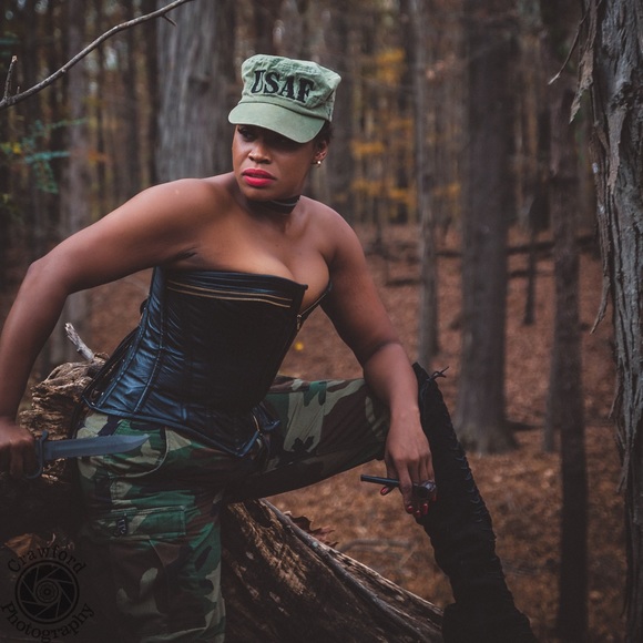 Leather Corset Top with Gold Zippers - Picture 2 of 4